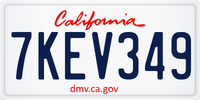 CA license plate 7KEV349