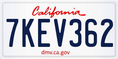 CA license plate 7KEV362