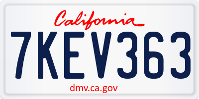 CA license plate 7KEV363