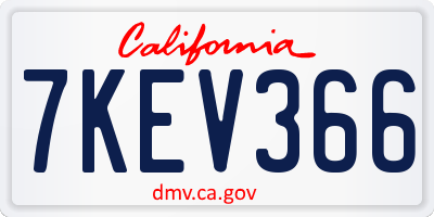 CA license plate 7KEV366