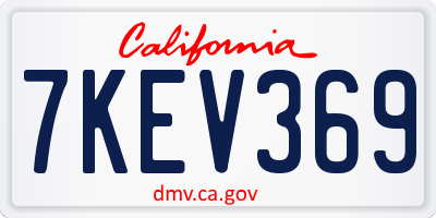 CA license plate 7KEV369
