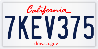CA license plate 7KEV375