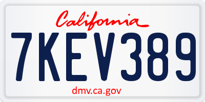 CA license plate 7KEV389
