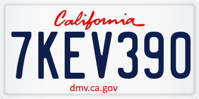 CA license plate 7KEV390