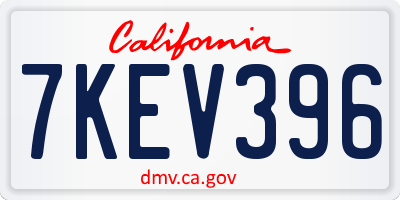 CA license plate 7KEV396