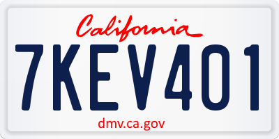 CA license plate 7KEV401