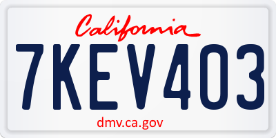 CA license plate 7KEV403
