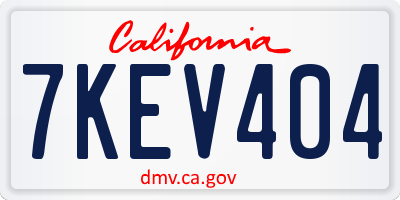 CA license plate 7KEV404