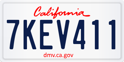 CA license plate 7KEV411