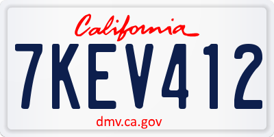 CA license plate 7KEV412