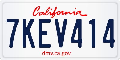 CA license plate 7KEV414