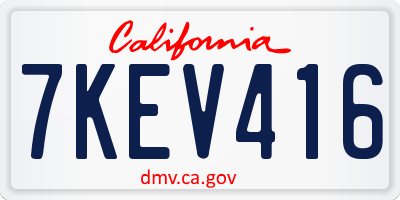 CA license plate 7KEV416