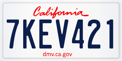 CA license plate 7KEV421