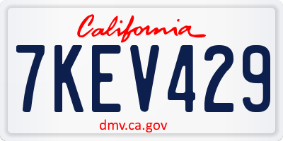 CA license plate 7KEV429