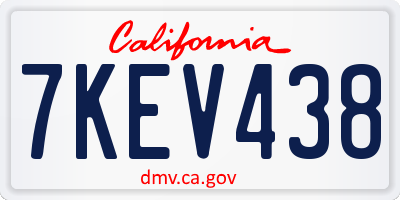 CA license plate 7KEV438
