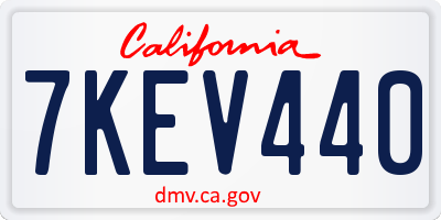 CA license plate 7KEV440
