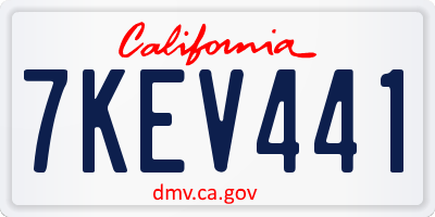 CA license plate 7KEV441