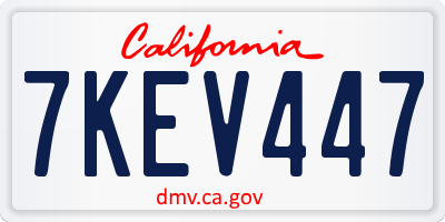 CA license plate 7KEV447