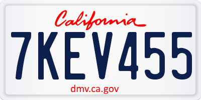 CA license plate 7KEV455