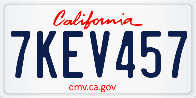 CA license plate 7KEV457