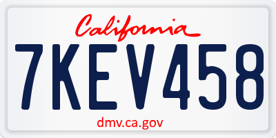 CA license plate 7KEV458