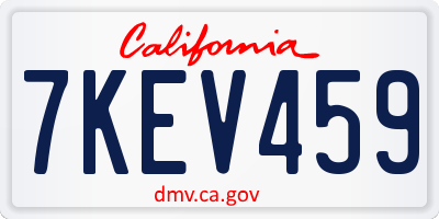 CA license plate 7KEV459