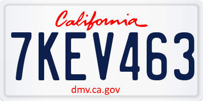 CA license plate 7KEV463