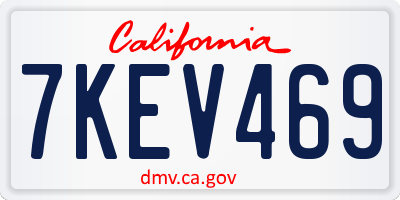 CA license plate 7KEV469