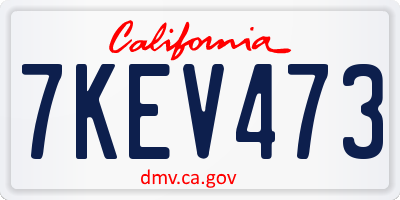 CA license plate 7KEV473