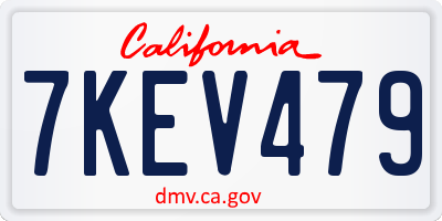 CA license plate 7KEV479