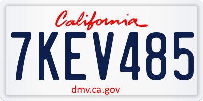 CA license plate 7KEV485