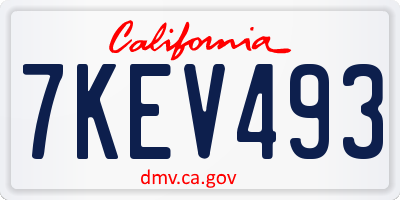 CA license plate 7KEV493