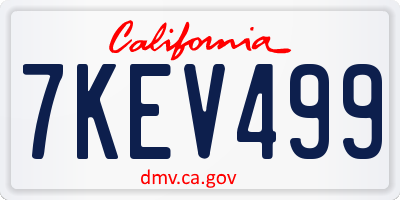 CA license plate 7KEV499