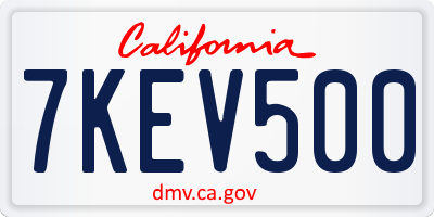 CA license plate 7KEV500