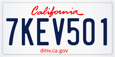 CA license plate 7KEV501