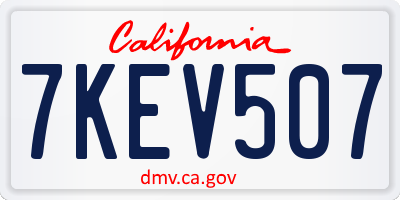 CA license plate 7KEV507