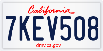 CA license plate 7KEV508