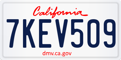 CA license plate 7KEV509