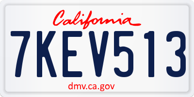 CA license plate 7KEV513