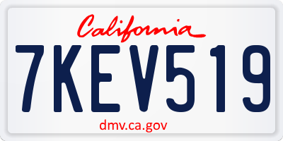 CA license plate 7KEV519