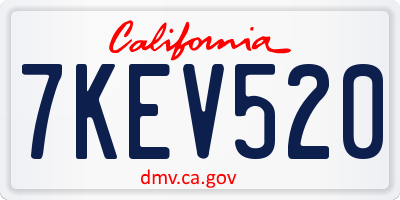 CA license plate 7KEV520