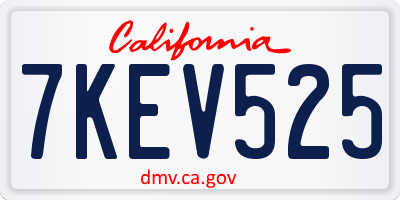 CA license plate 7KEV525