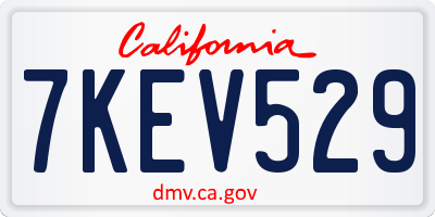 CA license plate 7KEV529