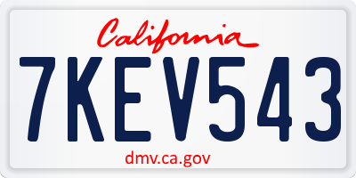 CA license plate 7KEV543