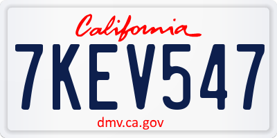 CA license plate 7KEV547