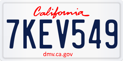 CA license plate 7KEV549