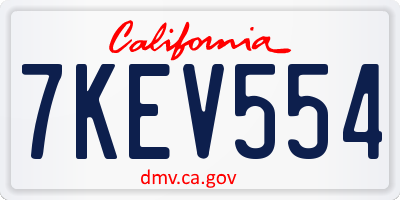 CA license plate 7KEV554
