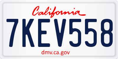 CA license plate 7KEV558