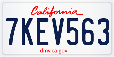 CA license plate 7KEV563
