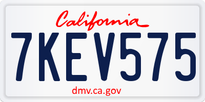 CA license plate 7KEV575